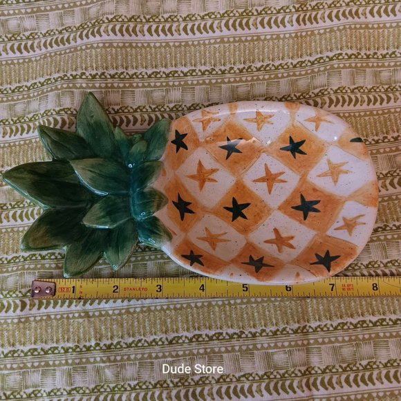 8-inch Ceramic Pineapple Shaped Trinket - Candy - Spoon Holder- Fruit Dish - Picture 5 of 6